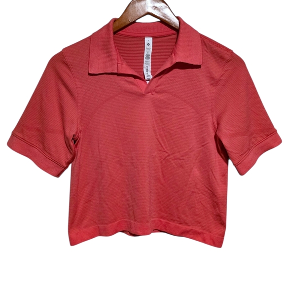 lululemon athletica Tops - lululemon Swiftly Tech Relaxed-Fit Polo Shirt Lip Gloss Size 2